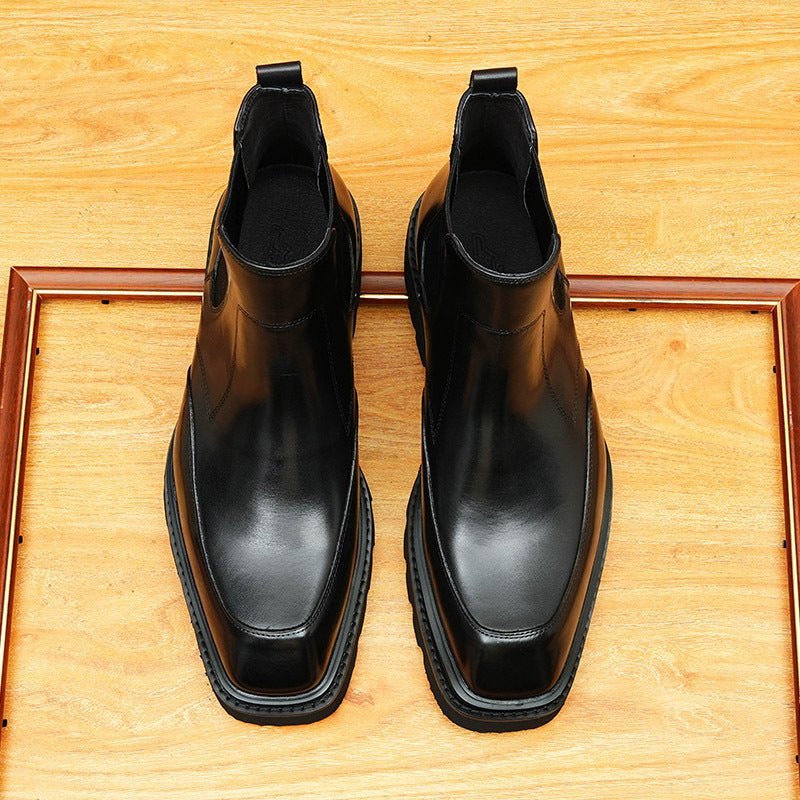 slip on men's dress shoes boots style thick sole chelseayes