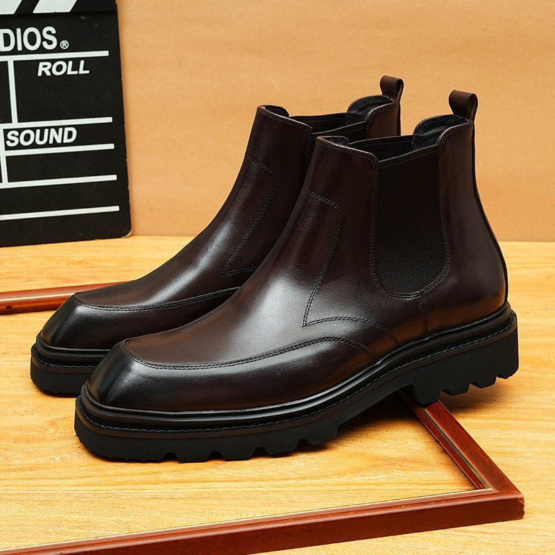 slip on men's dress shoes boots style thick sole chelseayes
