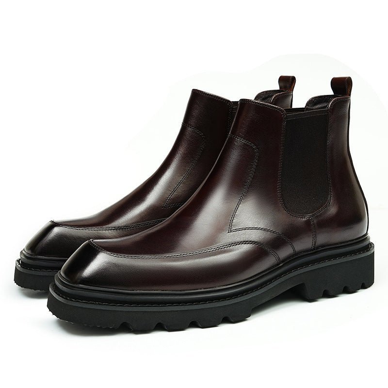 slip on men's dress shoes boots style thick sole chelseayes