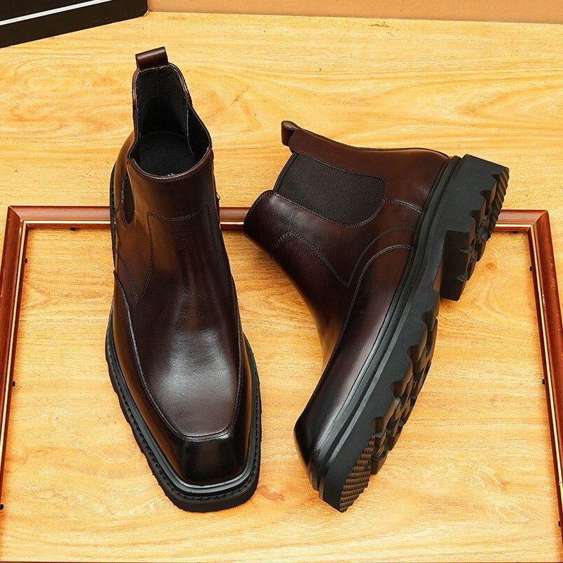 slip on men's dress shoes boots style thick sole chelseayes