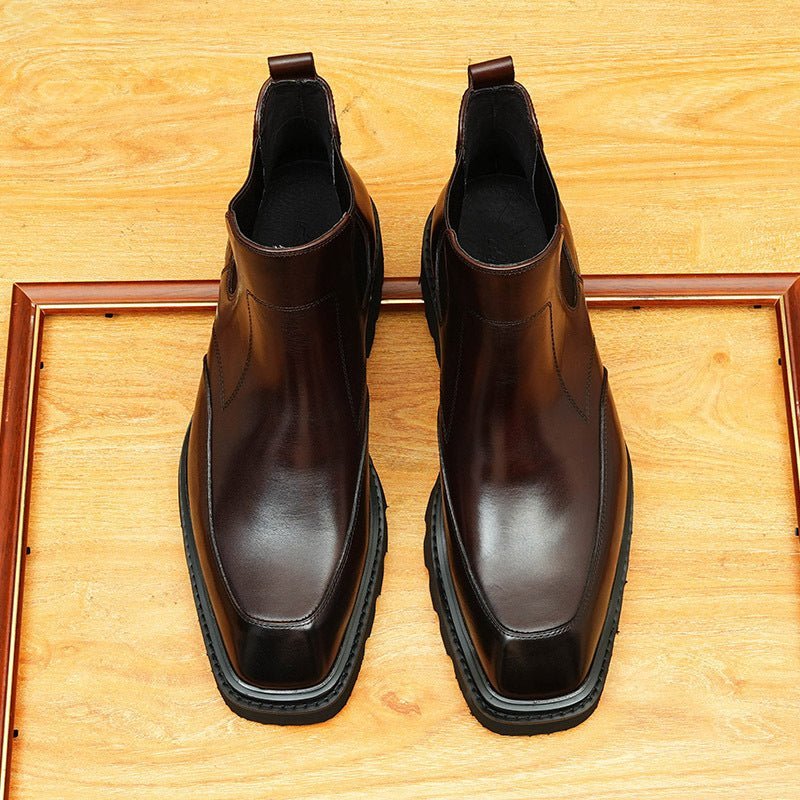 slip on men's dress shoes boots style thick sole chelseayes