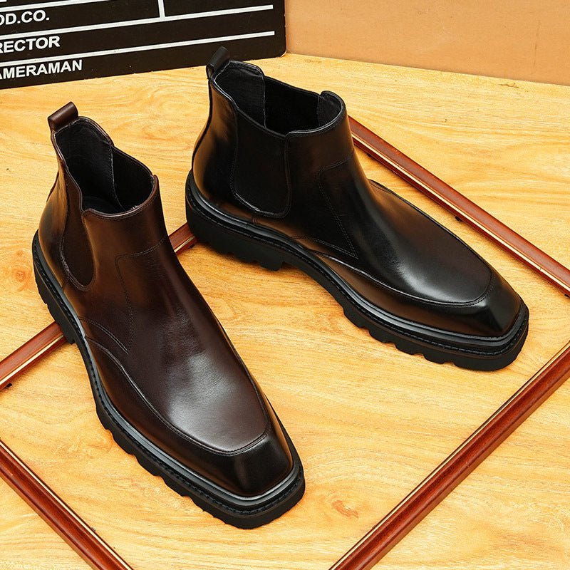 slip on men's dress shoes boots style thick sole chelseayes