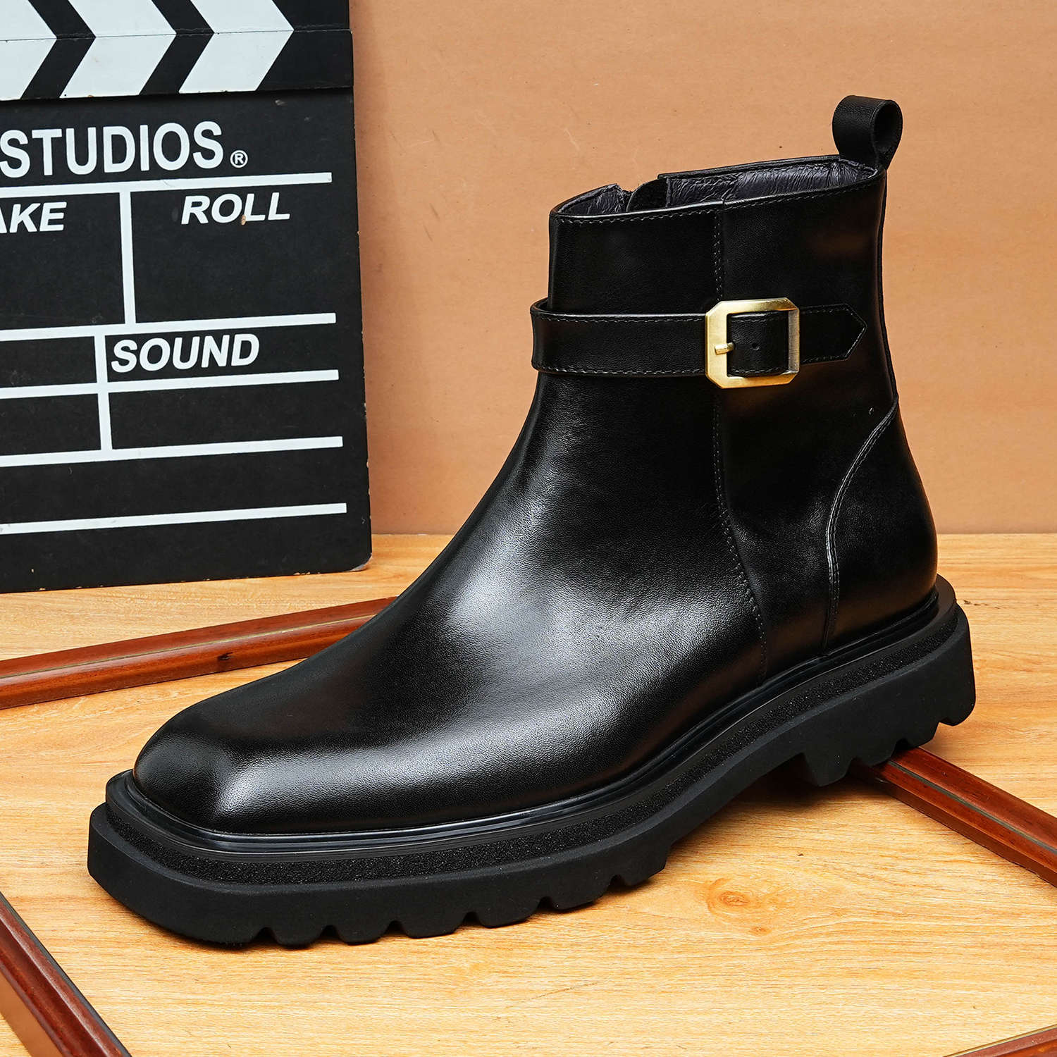 Square toe men's zip up dress boots fashion Ankle bootsyes