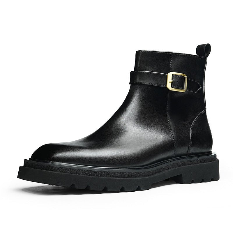 Square toe men's zip up dress boots fashion Ankle bootsyes