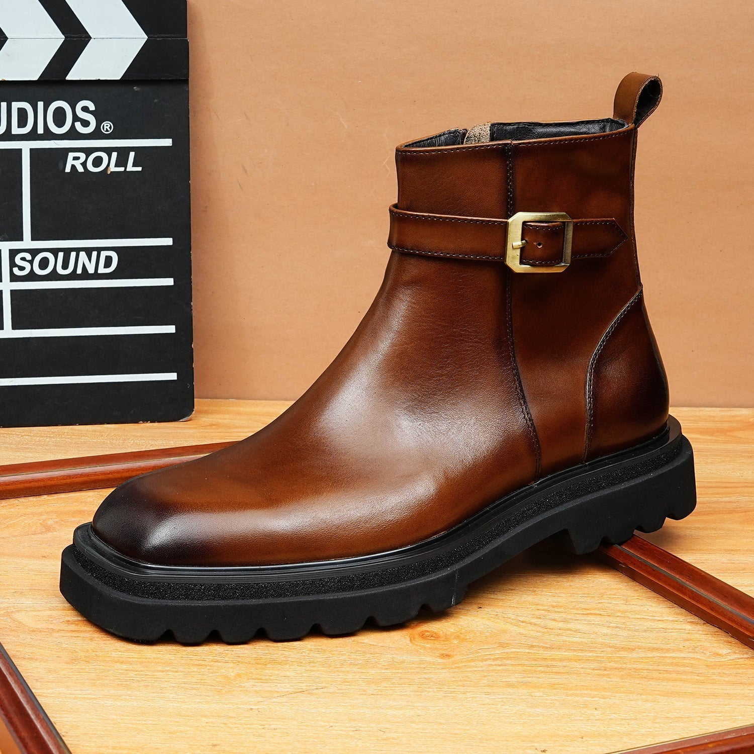 Square toe men's zip up dress boots fashion Ankle bootsyes