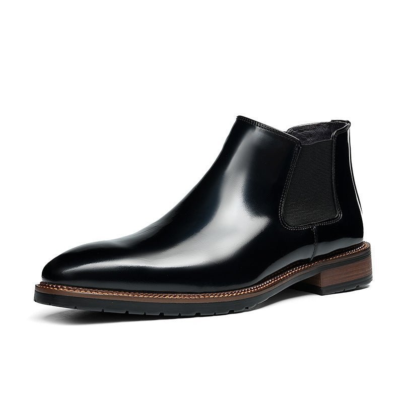 stylish boots for men slip on chelsea Genuine leatheryes