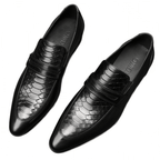 Stylish Men's Snakeskin Dress Shoes: Exotic Texture Wedding Loafersyes