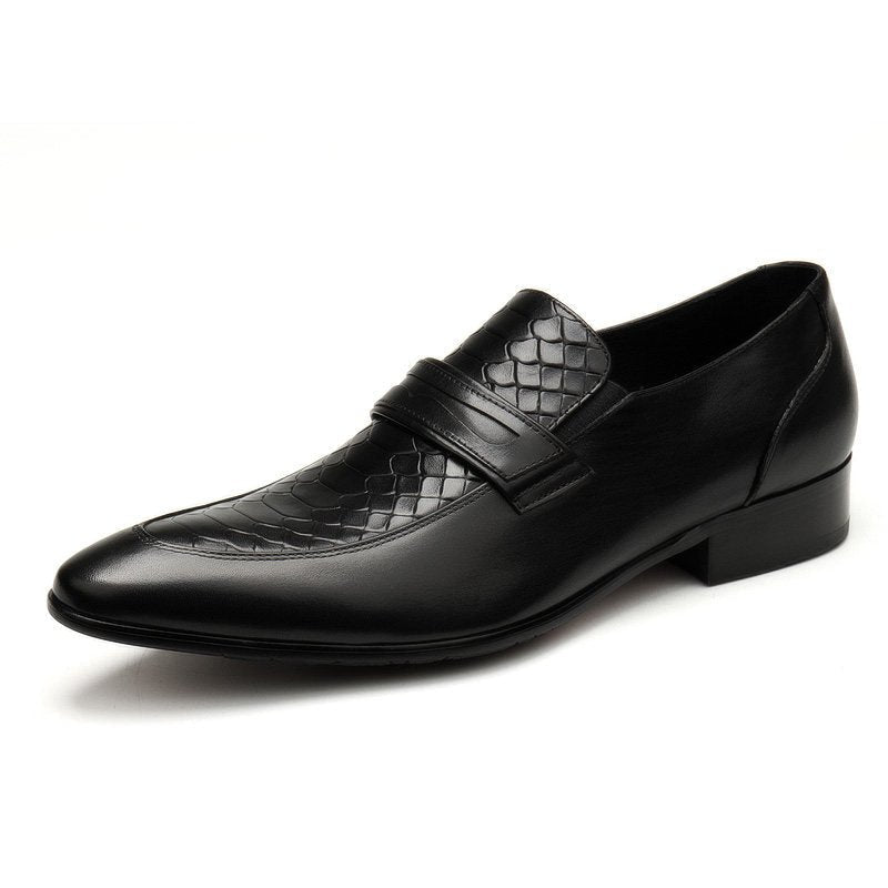 Stylish Men's Snakeskin Dress Shoes: Exotic Texture Wedding Loafersyes