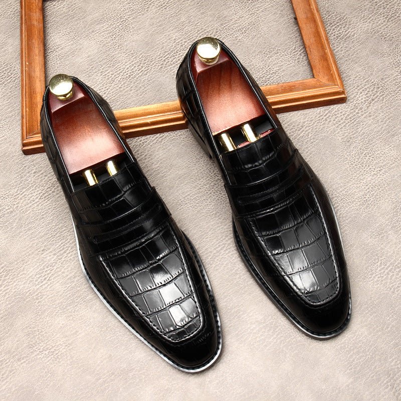 Stylish Men's Wedding Dress Shoes: Croc Textured Formal Loafersyes