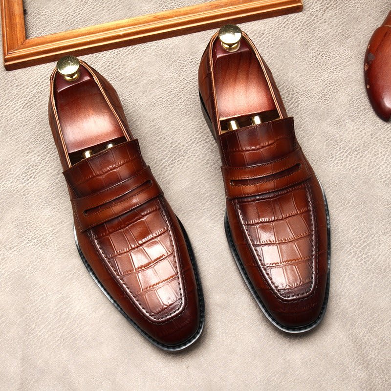 Stylish Men's Wedding Dress Shoes: Croc Textured Formal Loafersyes