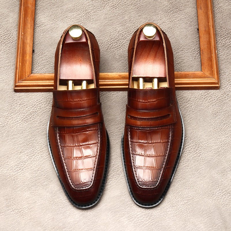 Stylish Men's Wedding Dress Shoes: Croc Textured Formal Loafersyes