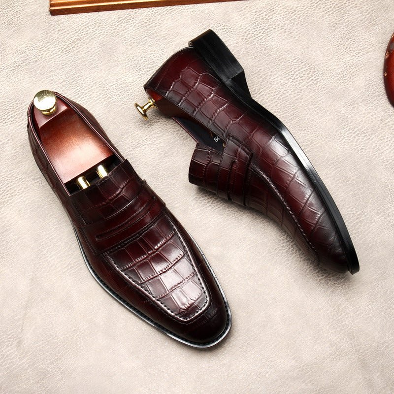 Stylish Men's Wedding Dress Shoes: Croc Textured Formal Loafersyes
