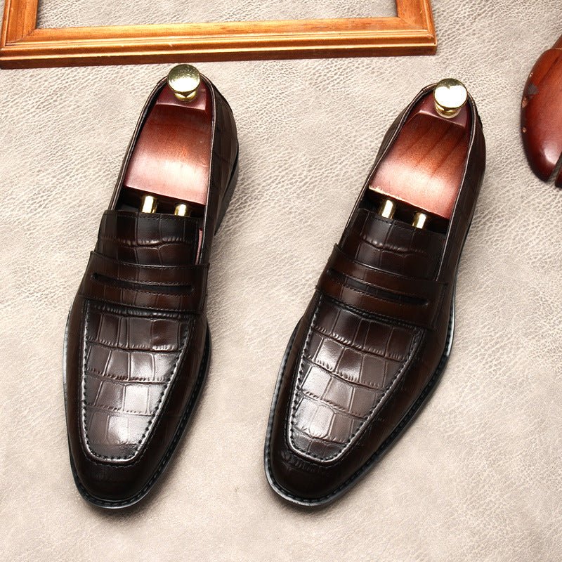 Stylish Men's Wedding Dress Shoes: Croc Textured Formal Loafersyes