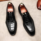 Stylish Men's Wedding Dress Shoes: Croc Textured Formal Loafersyes