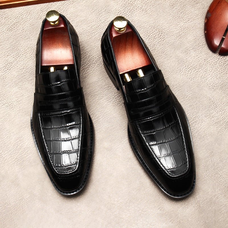 Stylish Men's Wedding Dress Shoes: Croc Textured Formal Loafersyes