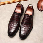 Stylish Men's Wedding Dress Shoes: Croc Textured Formal Loafersyes