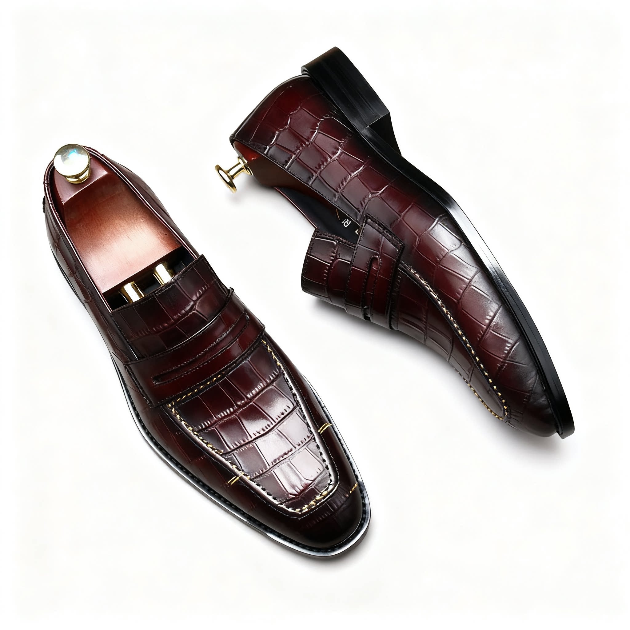 Stylish Men's Wedding Dress Shoes: Croc Textured Formal Loafersyes