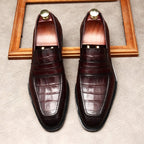 Stylish Men's Wedding Dress Shoes: Croc Textured Formal Loafersyes