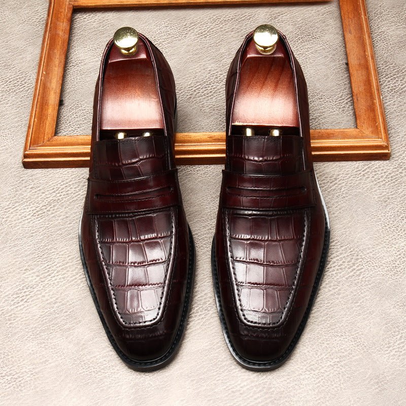 Stylish Men's Wedding Dress Shoes: Croc Textured Formal Loafersyes