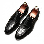 Stylish Men's Wedding Dress Shoes: Croc Textured Formal Loafersyes