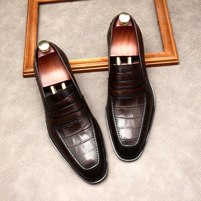 Stylish Men's Wedding Dress Shoes: Croc Textured Formal Loafersyes