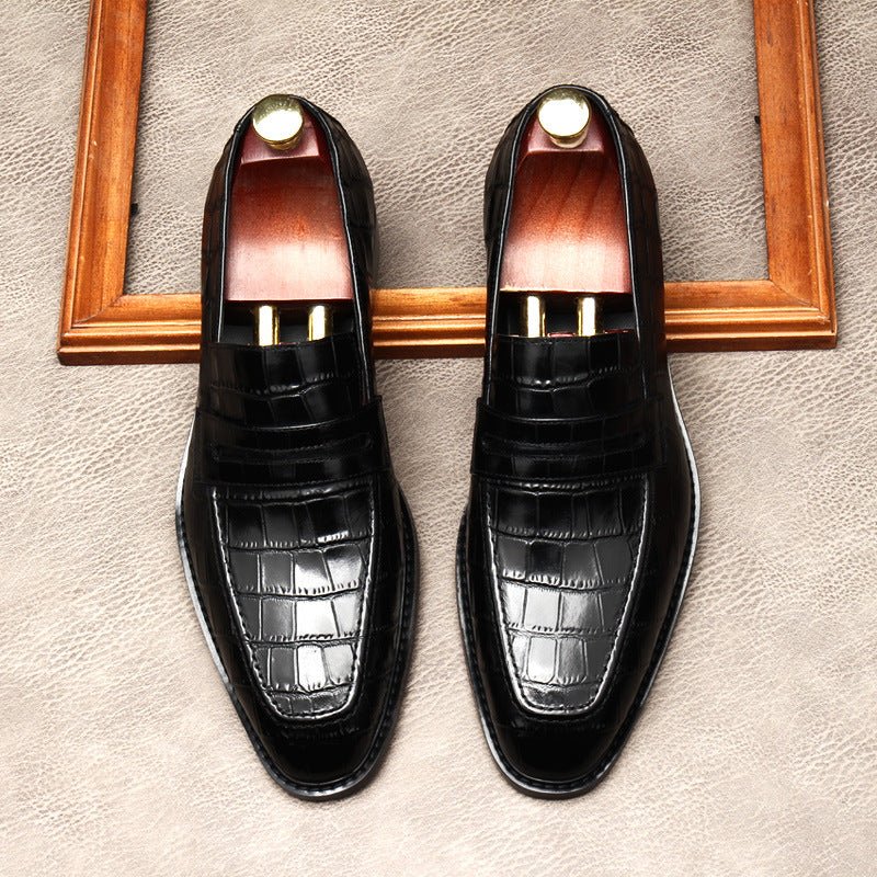 Stylish Men's Wedding Dress Shoes: Croc Textured Formal Loafersyes