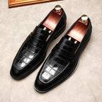 Stylish Men's Wedding Dress Shoes: Croc Textured Formal Loafersyes