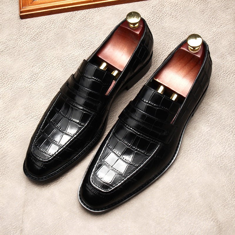 Stylish Men's Wedding Dress Shoes: Croc Textured Formal Loafersyes
