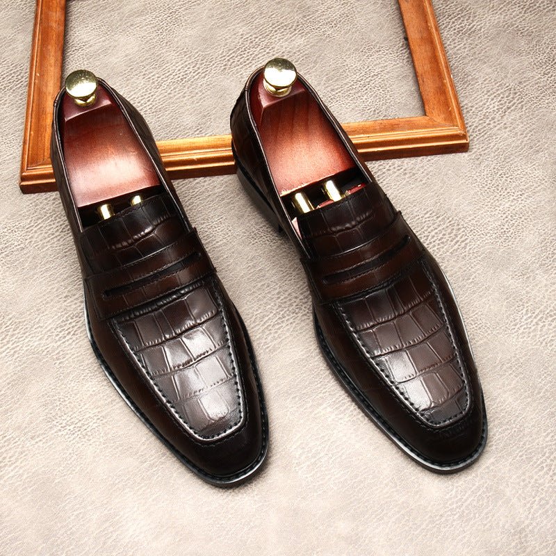 Stylish Men's Wedding Dress Shoes: Croc Textured Formal Loafersyes