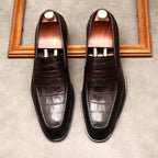 Stylish Men's Wedding Dress Shoes: Croc Textured Formal Loafersyes