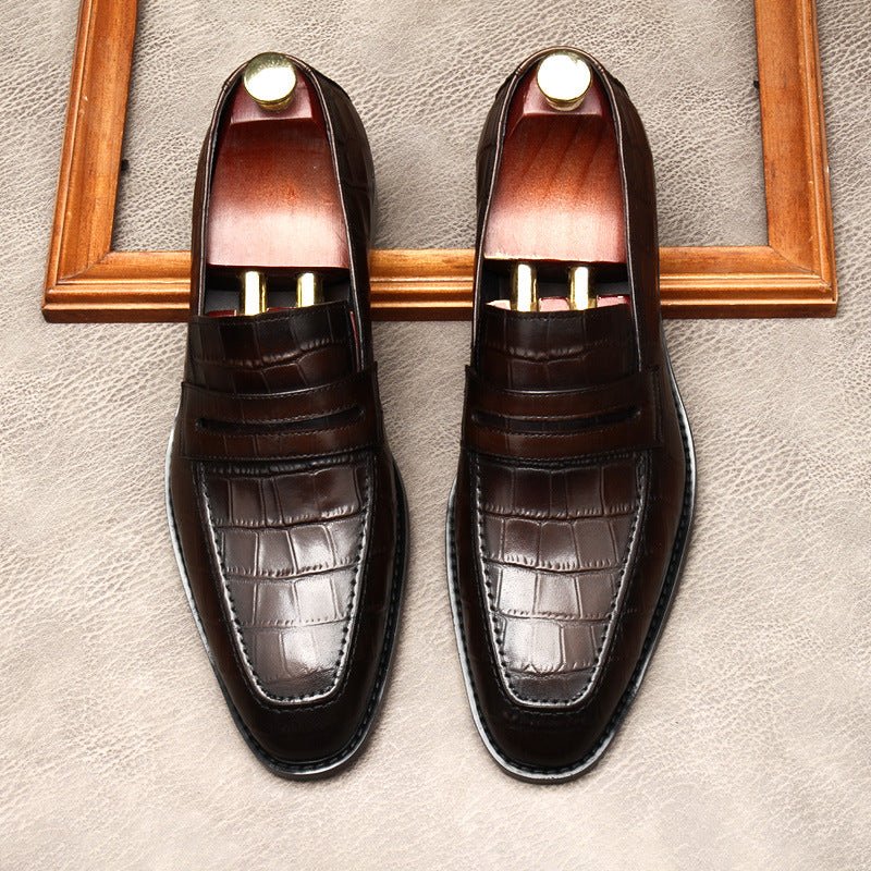 Stylish Men's Wedding Dress Shoes: Croc Textured Formal Loafersyes