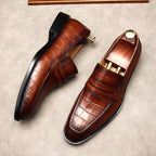 Stylish Men's Wedding Dress Shoes: Croc Textured Formal Loafersyes