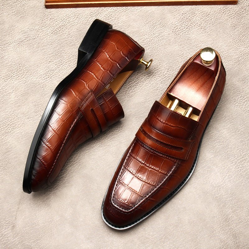 Stylish Men's Wedding Dress Shoes: Croc Textured Formal Loafersyes
