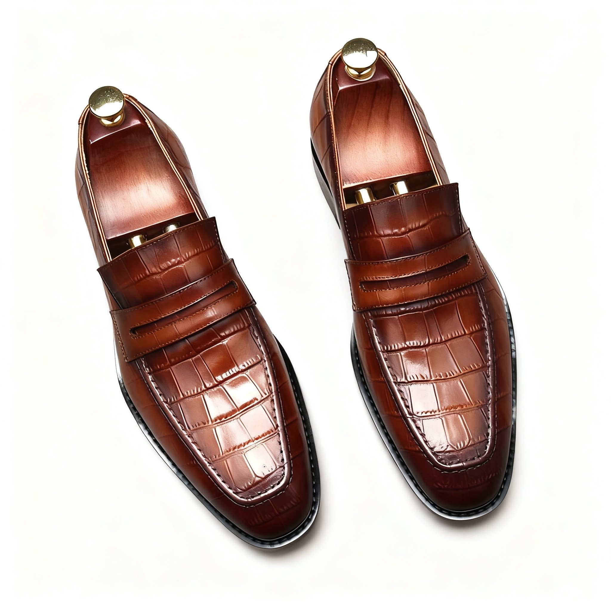 Stylish Men's Wedding Dress Shoes: Croc Textured Formal Loafersyes