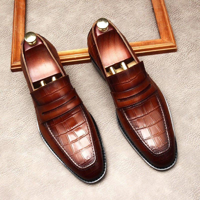 Stylish Men's Wedding Dress Shoes: Croc Textured Formal Loafersyes