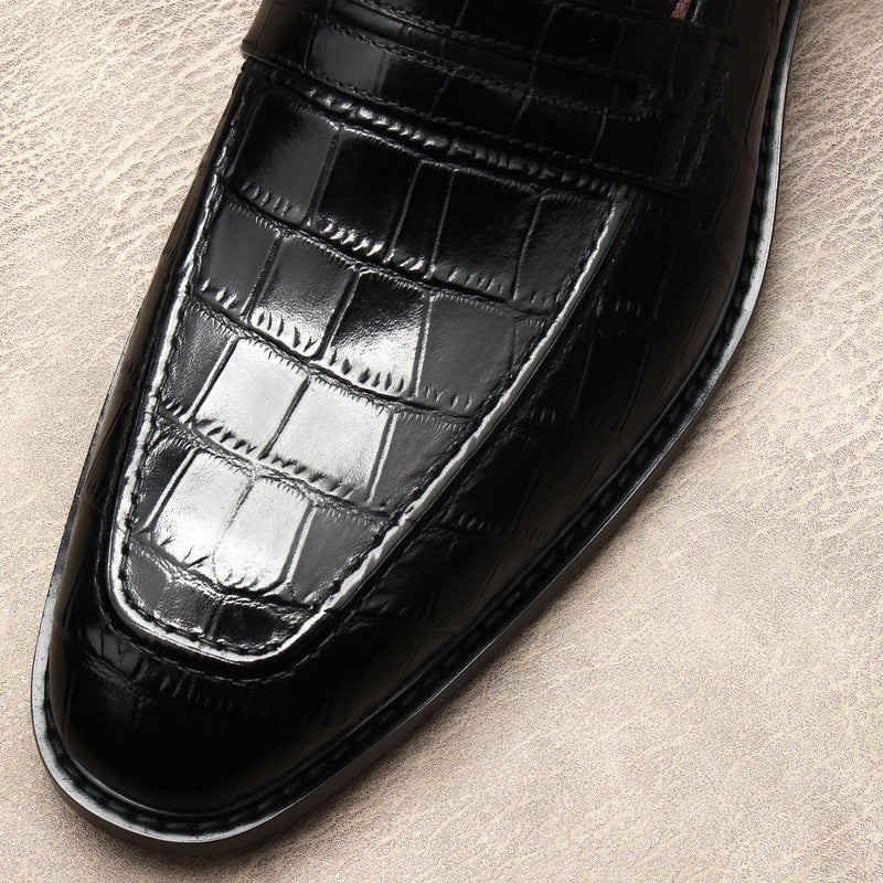 Stylish Men's Wedding Dress Shoes: Croc Textured Formal Loafersyes