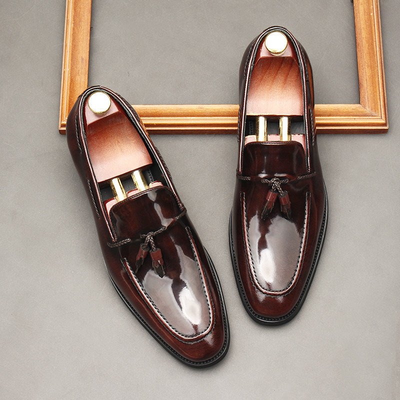 Stylish Men's Wedding Dress Shoes: Patent Tassel Formal Loafersyes