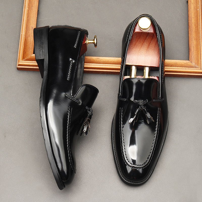 Stylish Men's Wedding Dress Shoes: Patent Tassel Formal Loafersyes