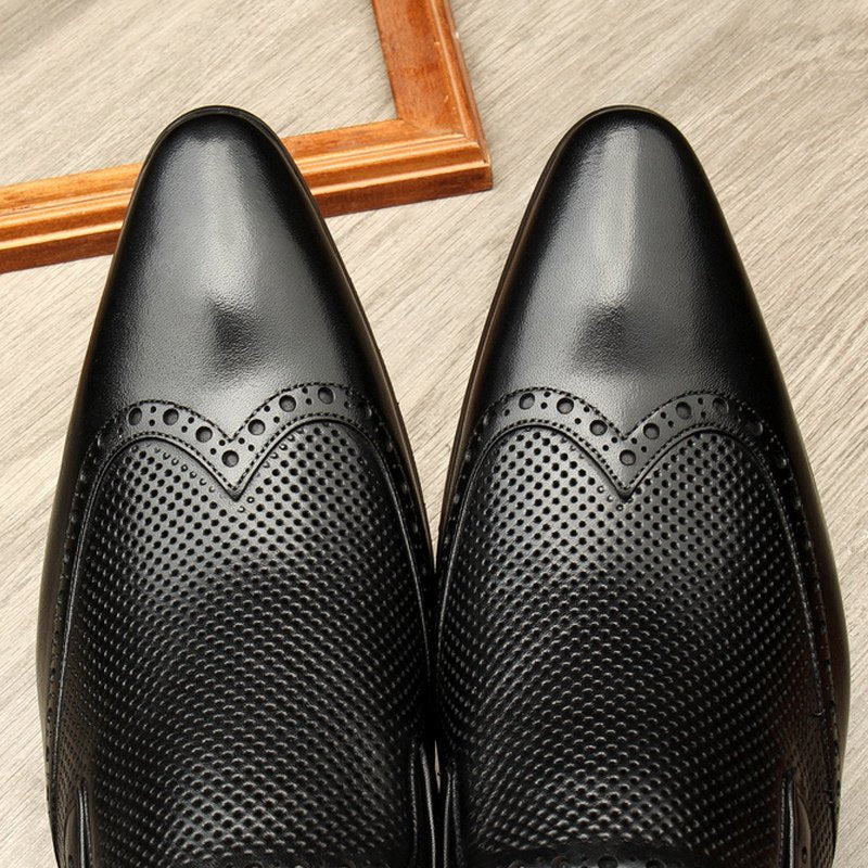 Stylish Men's Wedding Dress Shoes: Pointed Toe Breathable Wingtip Loafersyes