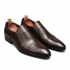 Stylish Men's Wedding Dress Shoes: Pointed Toe Perforated Loafersyes