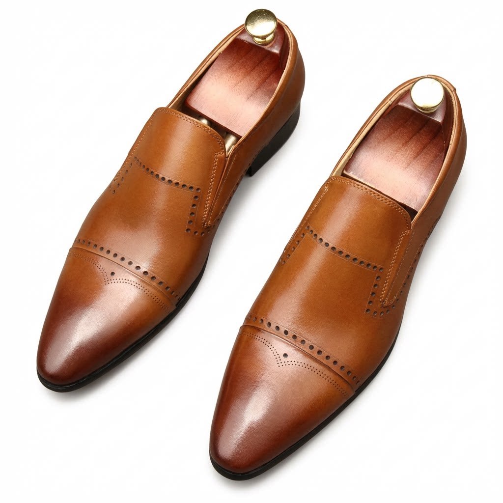 Stylish Men's Wedding Dress Shoes: Pointed Toe Perforated Loafersyes