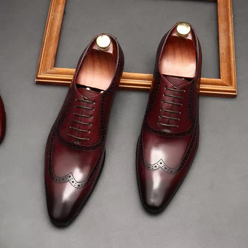 Tapered Italian Oxford Shoes Luxury Groom Wedding Dress Shoes Menyes
