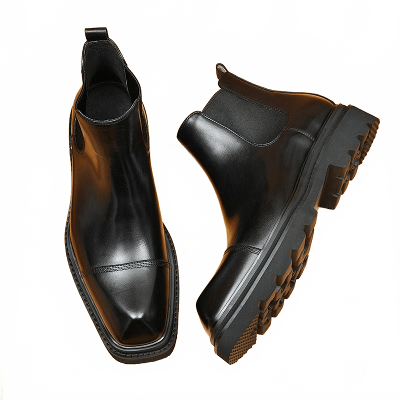 thick sole chelsea boots genuine leather slip onyes