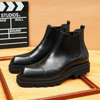 thick sole chelsea boots genuine leather slip onyes