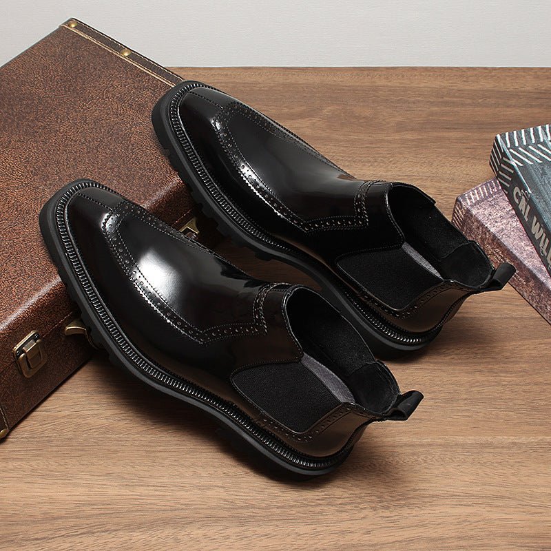 thick sole chelsea style boots mens fashion dress bootsyes