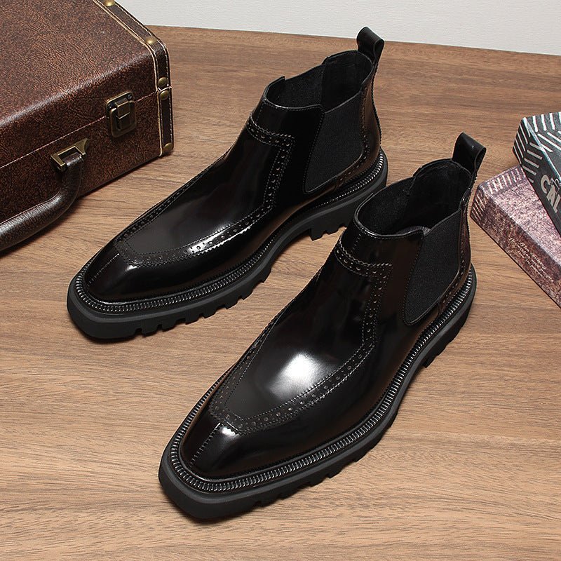 thick sole chelsea style boots mens fashion dress bootsyes