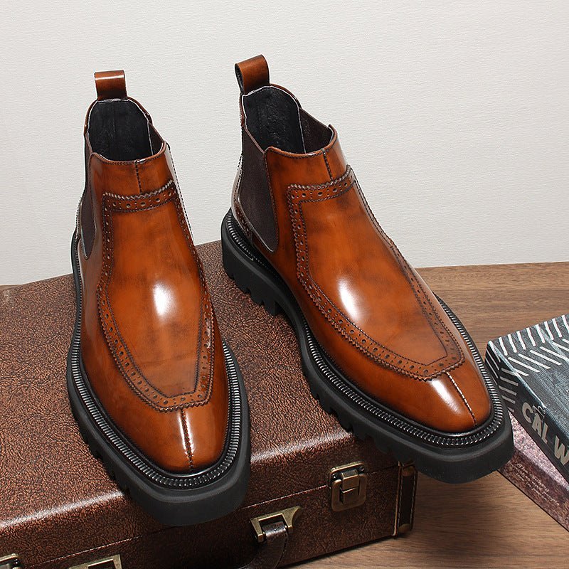thick sole chelsea style boots mens fashion dress bootsyes