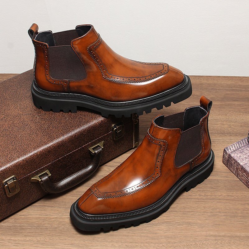 thick sole chelsea style boots mens fashion dress bootsyes