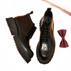thick sole mens dress boots with zipper Round toe Ankle bootsyes