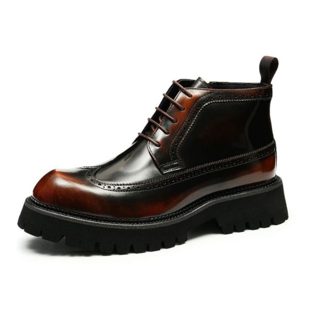 thick sole mens dress boots with zipper Round toe Ankle bootsyes